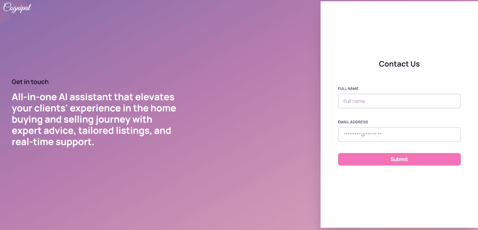 Cognipal Landing Page